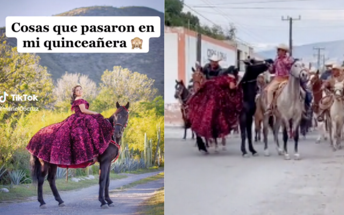 Quinceañera casi se cae del caballo, de fondo sonaba 